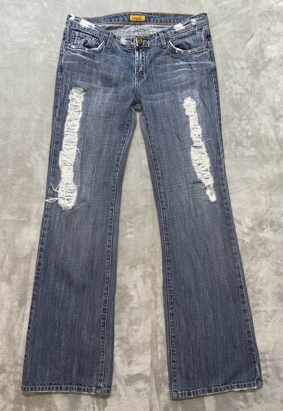 Women's Angel Premium Jeans SIze 11 (Fit: 33x33) Distressed Boot Flare Low Rise